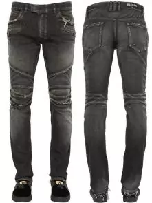 hommes balmain straight biker jeans hiphop pants hole gray